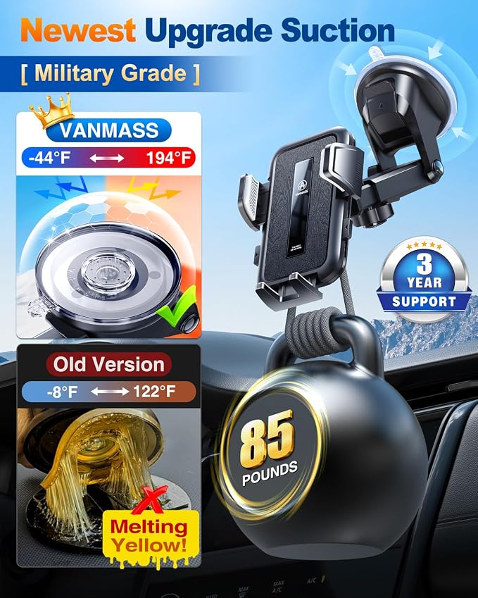 VANMASS 2025 Upgraded Car Phone Holder, Patent Safety Cell Phone Mount - Image 2