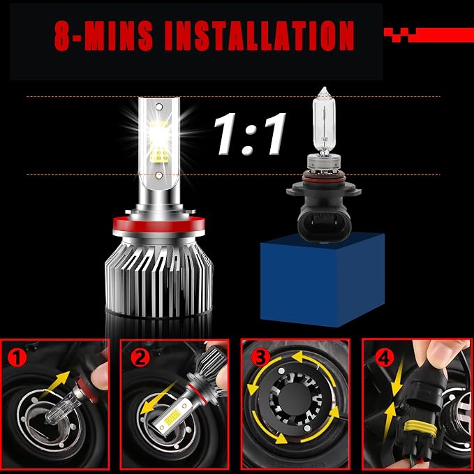 High Low Beam Fog Light Bulbs Combo Pack Fit - Image 5