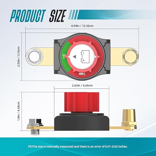 Battery Disconnect Switch, Hilictokt Top Post to Side Post Battery Switch 275A - Image 2