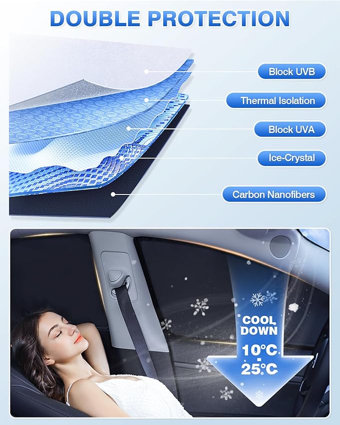 Sunshades for 2020-2025 Subaru Outback Accessories Windshield Sun Shade Side - Image 4