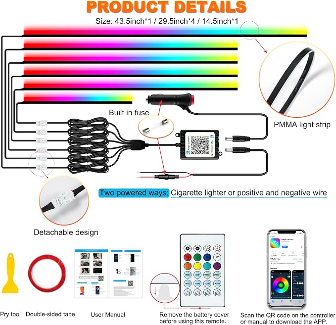 Interior Car LED Strip Lights, Acrylic LED Lights - Image 6