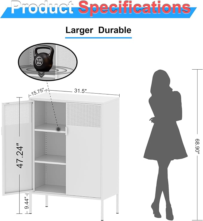 2 Mesh Door Metal Storage Cabinet - Image 2