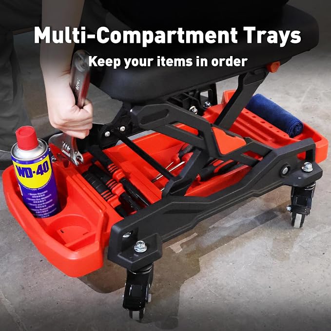 Automotive Creeper Seat with Rolling Wheels, 300 LBS Capacity Mechanic Stool - Image 6