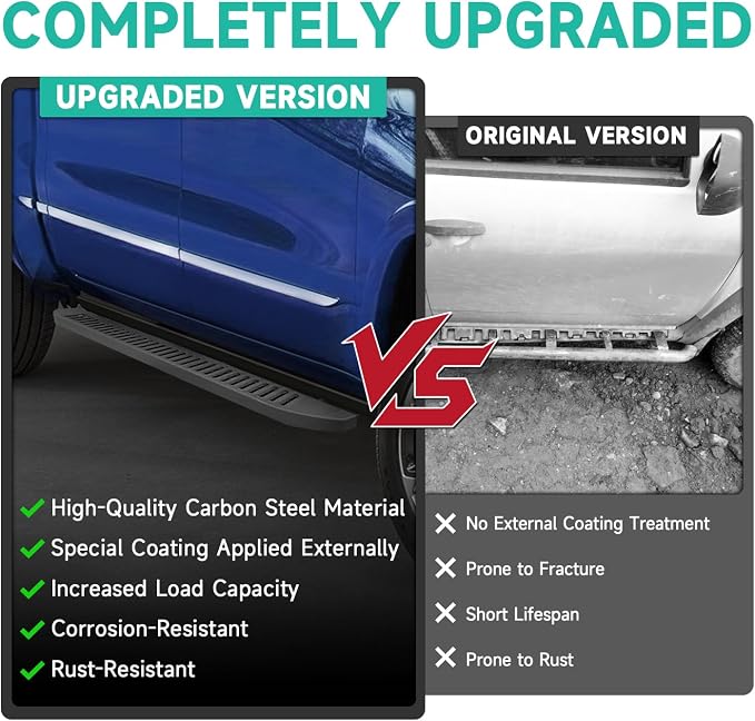 6'' Running Boards – Heavy-Duty Black Carbon Steel - Image 3