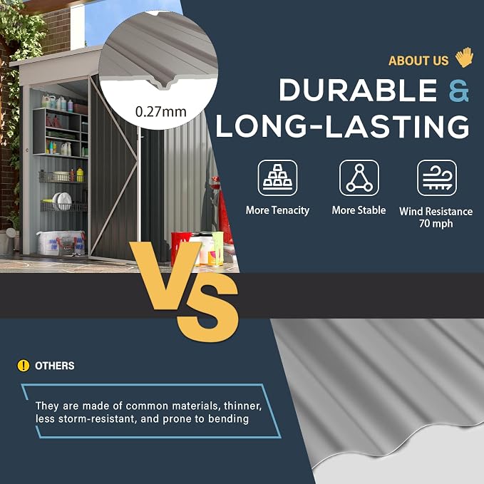 AECOJOY 5' x 3' Outdoor Storage Shed, Small Metal Sheds & Outdoor Storage - Image 3