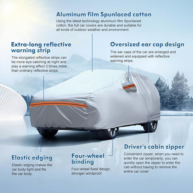 KEYOOG 6-Layer Full Car Cover is All-Weather Waterproof, Fit - Image 6