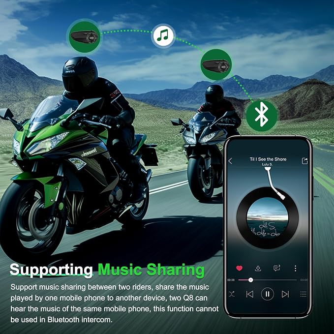 Q8 Motorcycle Helmet Bluetooth Intercom Headset, 230hours Standby, 6 Riders - Image 6