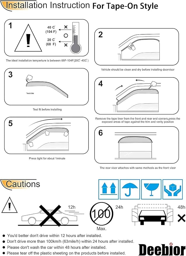 94675 Side Window Wind Vent Deflector, Window Visor fit - Image 7