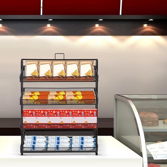 Retail Display Rack 4-Tier Market Merchandise Display Shelf Tabletop Fruit - Image 2