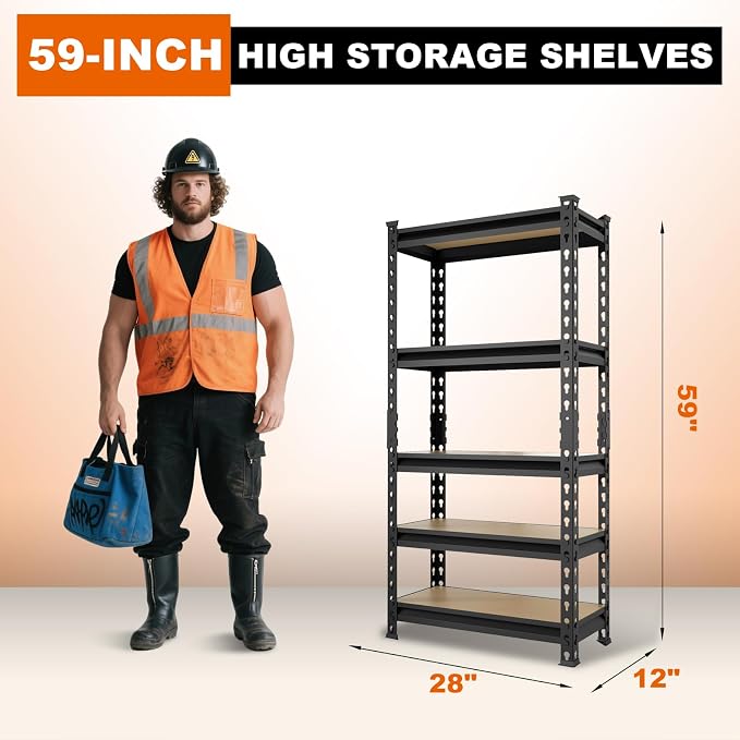 BIG RED Storage Shelving Unit, 5-Tier Adjustable, Heavy Duty Metal Garage - Image 3