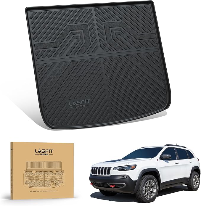 LASFIT Trunk Mat for Jeep Cherokee 2014-2023 All Weather TPE Custom Fit Cargo by LASFIT