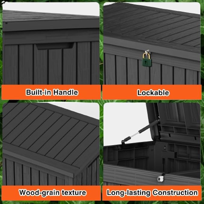180 Gallon Lockable Resin Deck Box, Waterproof & UV-Resistant Outdoor Storage - Image 5