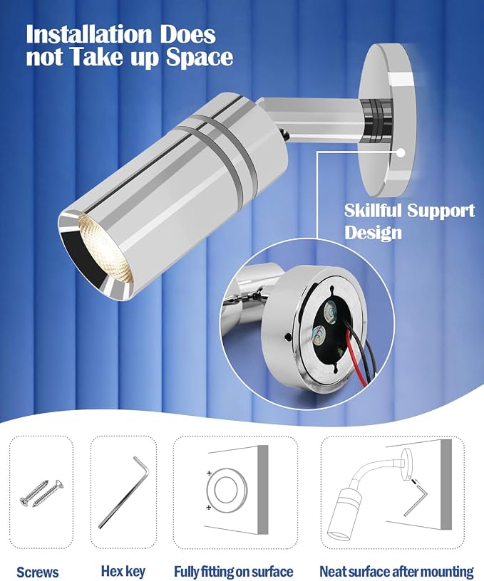 Small 12V RV Reading Light 3W DC 12 Volt LED Camper Lights Interior Warm White - Image 6