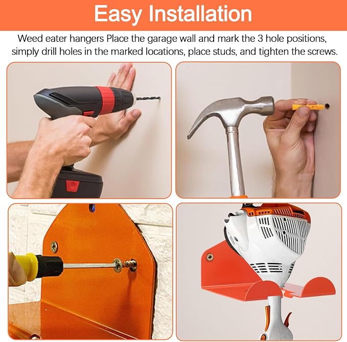 2 Pack Garage Organizer Trimmer Rack, Heavy-Duty Wall Mount Hanger - Image 4