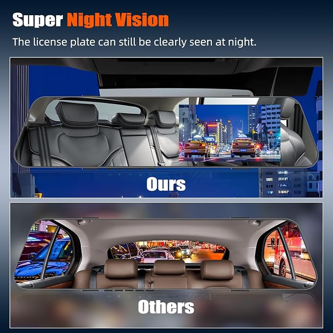 Mirror Dash Cam for Cars, 4.5 Inch Rear View Mirror 1080P Front and Rear View - Image 3