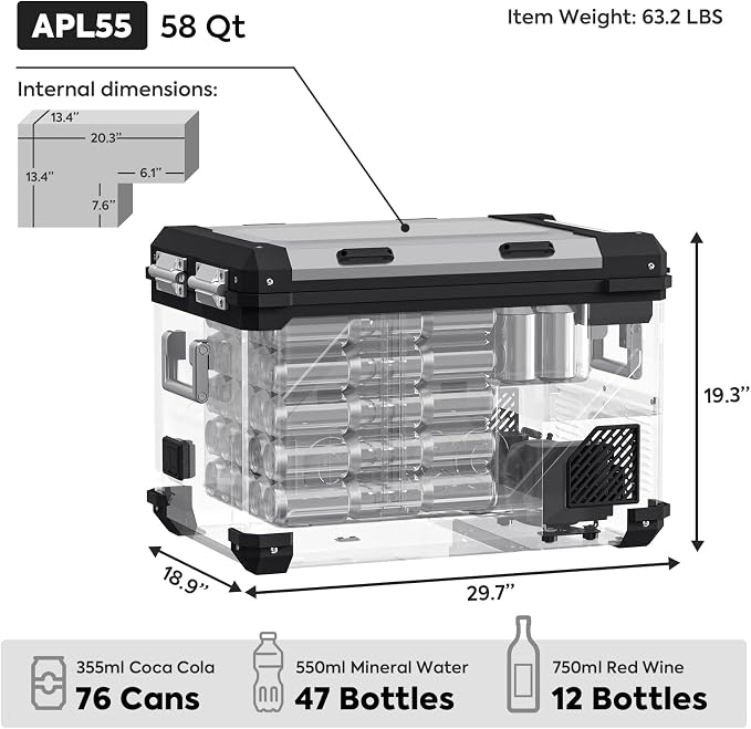 ICECO APL55 Dual Zone Portable Refrigerator Bluetooth Controlled, 55 Liter 12v - Image 3