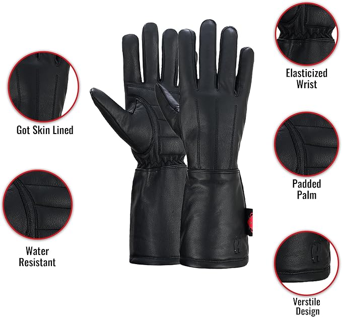 Hugger Women’s Classic Motorcycle Glove Seasonal Wind Stopper Lined Gauntlet - Image 4