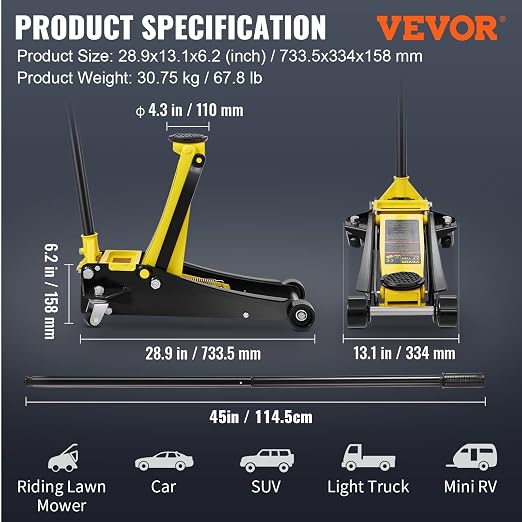 VEVOR 2.5 Ton Low Profile, Heavy-Duty Steel Racing Floor Jack - Image 7