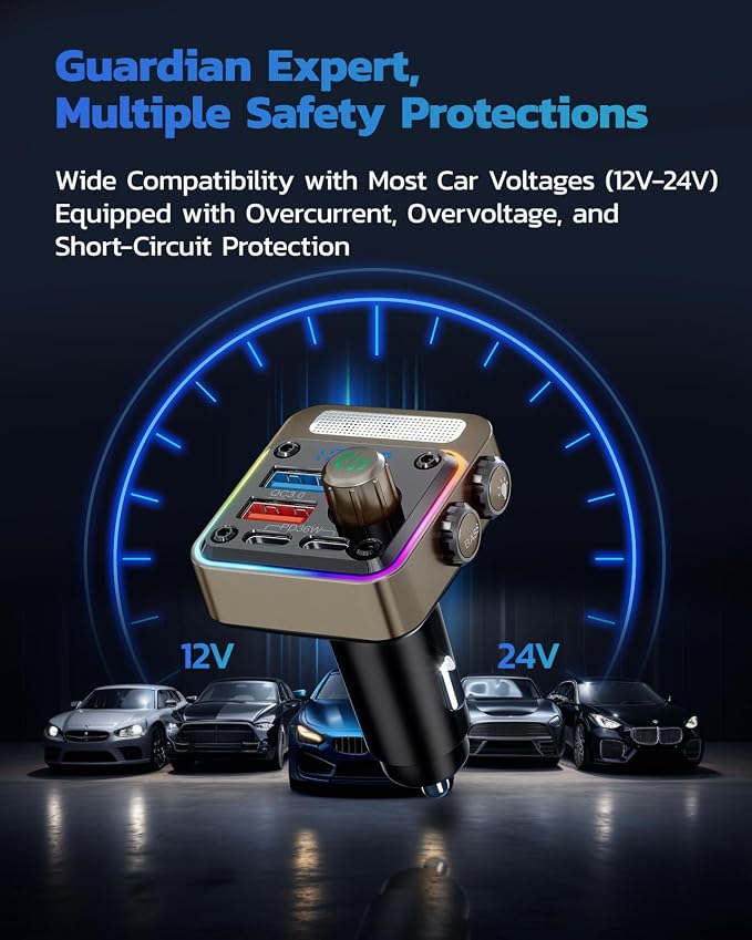 Nulaxy 54W Bluetooth 5.3 Car Adapter - Image 8