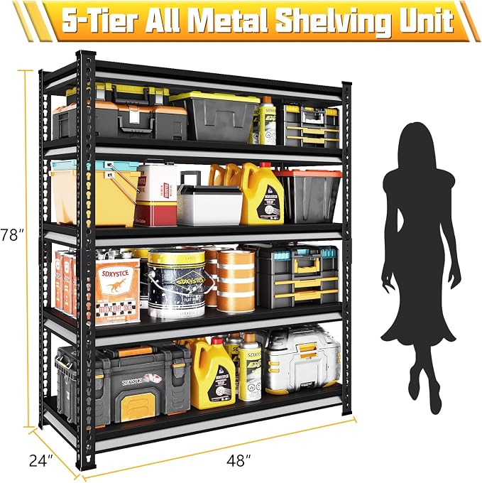 48" W Garage Shelving Heavy Duty, 3000LBS Loads Adjustable Garage Storage - Image 3