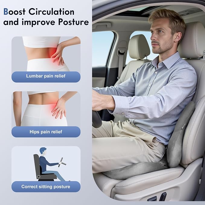 Coverado Memory Foam Car Seat Cushion and Lumbar Support Pillow - Image 2