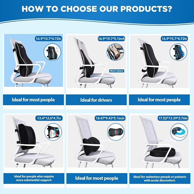Lumbar Support Pillow for Office Chair Car Back Support Pillow, Memory Foam - Image 9