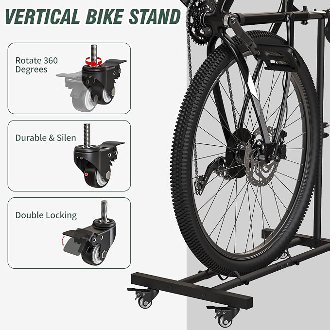 Vertical Bike Stand, Upright Bike Parking Rack Floor, Adjustable Bicycle Storage - Image 3