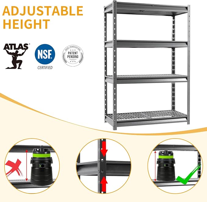 The Atlas 48" W Heavy Duty Garage Shelving Unit Load 12000 Lbs, 4-Tier Metal - Image 5