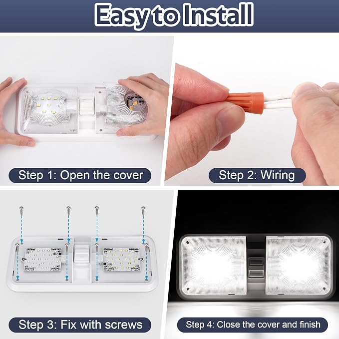10 Packs RV Lights Interior 12V Led 8W Ceiling Double Dome Camper Light 600 - Image 5