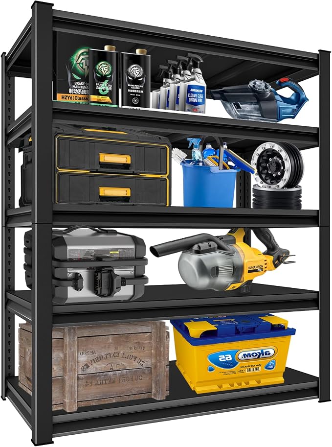 Heavy Duty Shelves, 5-Tier Metal Shelves, 3000LBS Loads, Adjustable, - Image 7