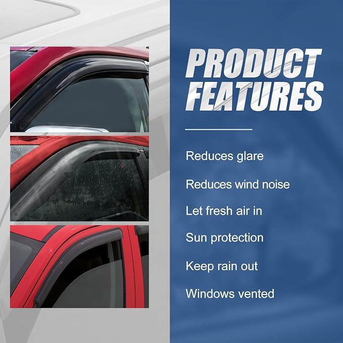 Auto Dynasty 2Pcs Carbon Fiber Pattern Window Visors Compatible - Image 4