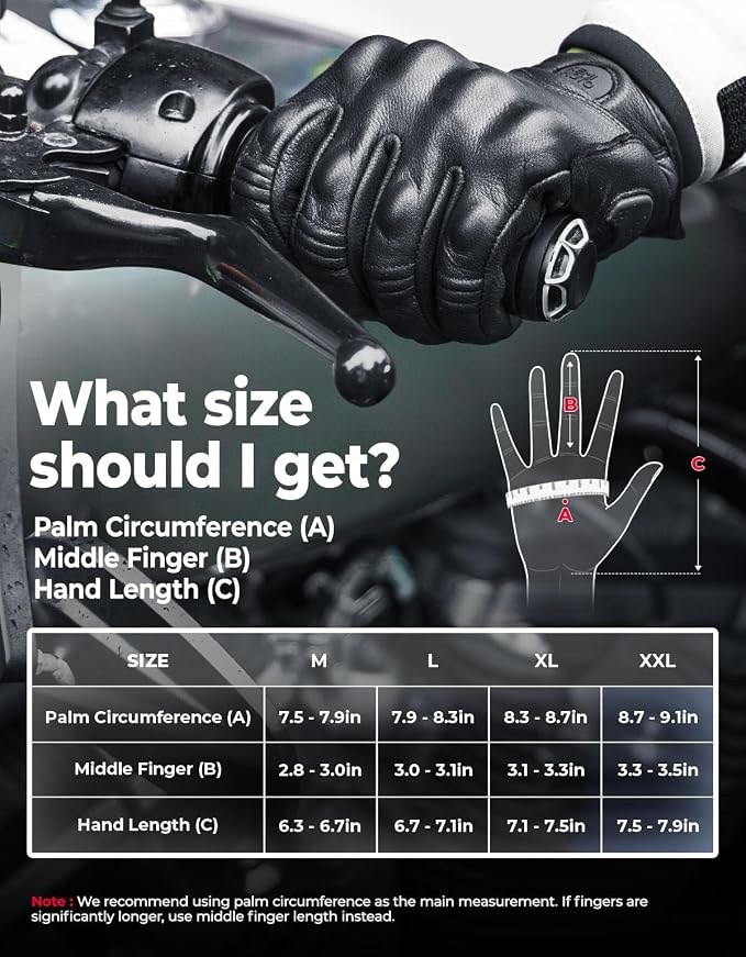 KEMIMOTO Motorcycle Leather Gloves, Sheepskin Protective Gloves - Image 7
