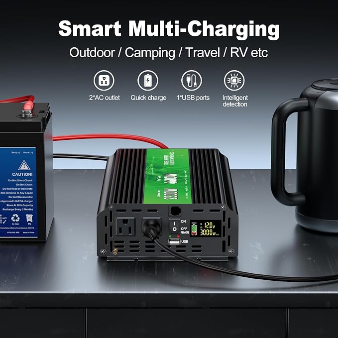 2300W Power Inverter, Peak Power 4600W 12V DC to AC 110V120V, Remote Control - Image 2