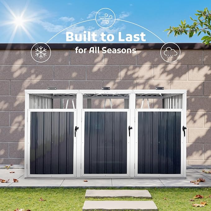 7.3' x 2.7' Metal Storage Shed Outdoor, Waterproof Garbage Can Enclosure - Image 4