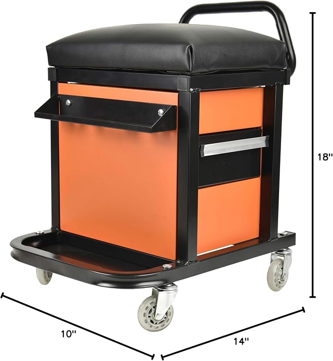 Eisen Rolling Tool Box with Seat, Mechanics Seat with Storage Drawers and - Image 8