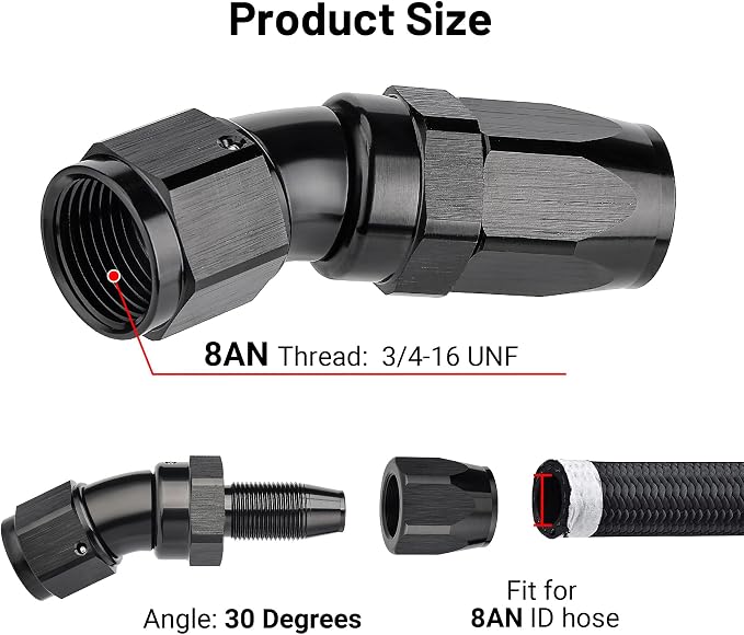 EVIL ENERGY 8AN 30 Degree One Piece Full Flow Hose End Fitting Swivel - Image 2