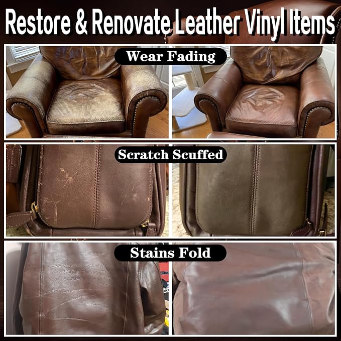 Saddle Tan Leather Dye Light Brown Recoloring Balm Repair Kit Vinyl Car Seat - Image 2