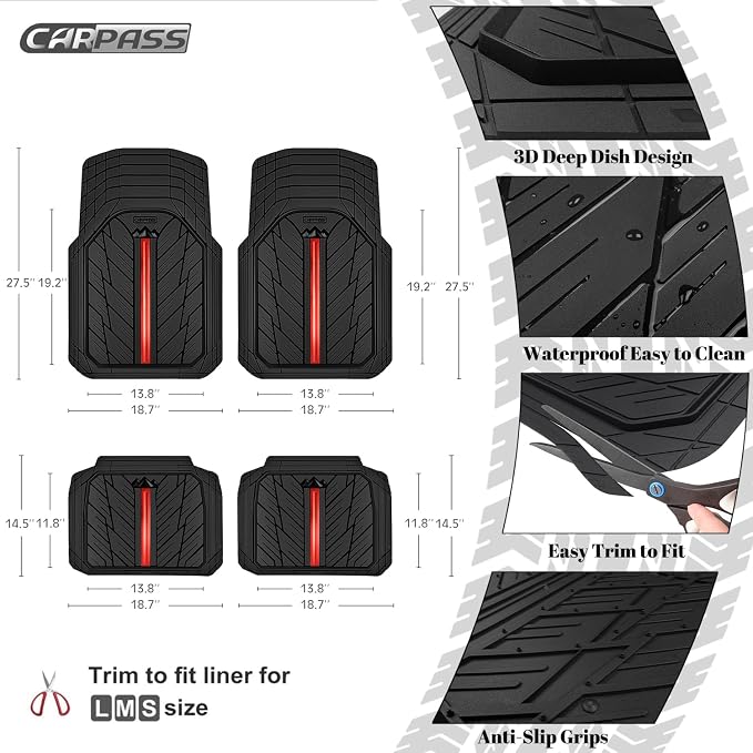 CAR PASS Metal Medium Rubber Floor Mats - Image 3