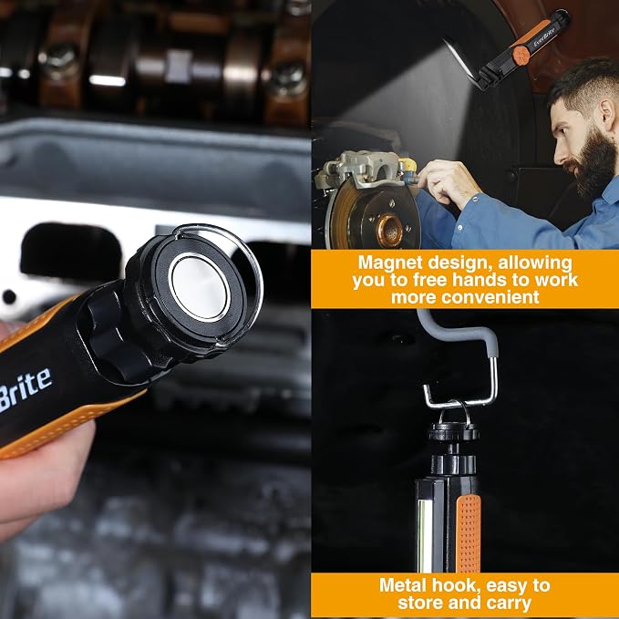EverBrite LED Rechargeable Work Light, 800LM COB Foldable Flashlight, Magnetic - Image 5