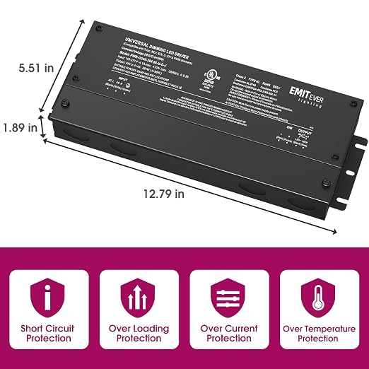 EMITEVER 384W Dimmable LED Driver, 24V 5-in-1 Dimmable Power Supply, 4-Channels - Image 3
