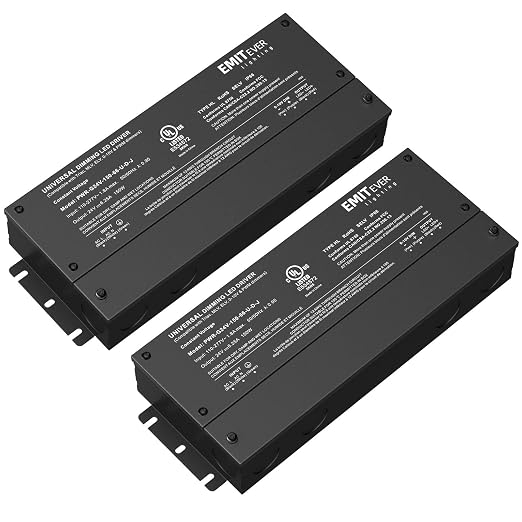 EMITEVER Dimmable Led Driver, 2 Packs 150W AC 110V-277V to DC 24V Transformer by EMITEVER
