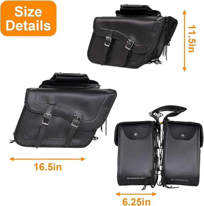GARGOYLE BELLS Motorcycle Saddle Bags Synthetic Leather Motorcycle Luggage Bag - Image 4