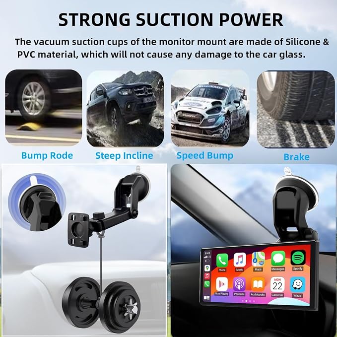 Carplay Mount, 360° Flexible Windshield Dashboard Suction Cup Bracket - Image 5