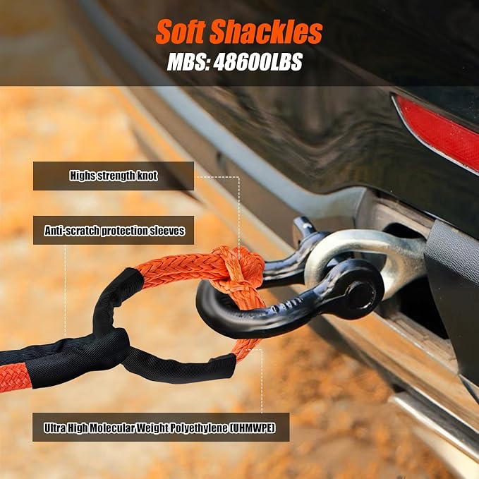 1" × 30ft Kinetic Recovery Tow Rope, Heavy Duty Offroad Towing Straps Kit - Image 5