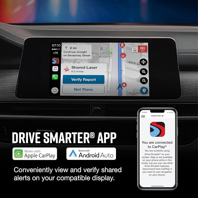 Cobra RAD 480i Radar Detector & SC 201 Smart Dash Cam + 2.5A OBD Port to Micro - Image 5