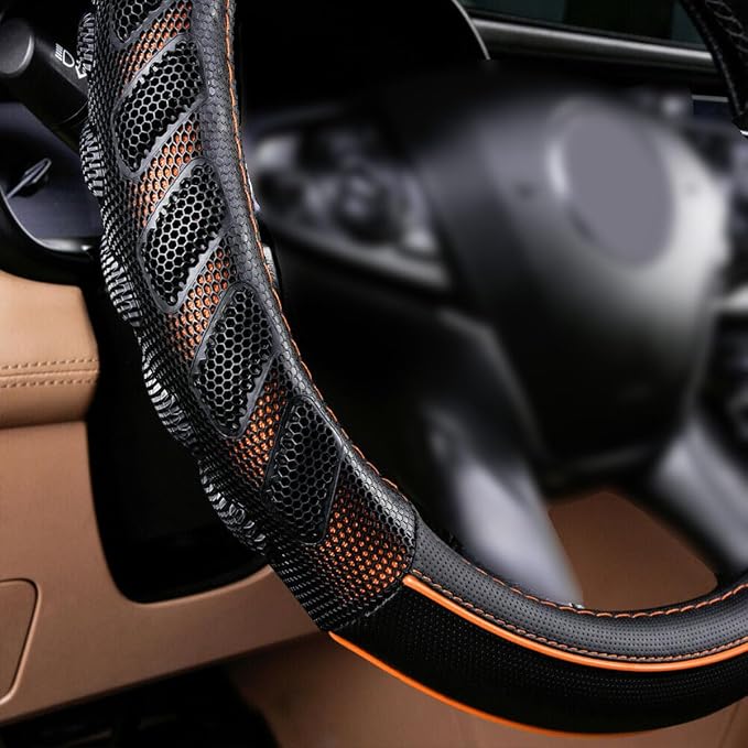 Flying Banner car Steering Wheel Cover Faux Leather Massage Universal fit 3D - Image 3