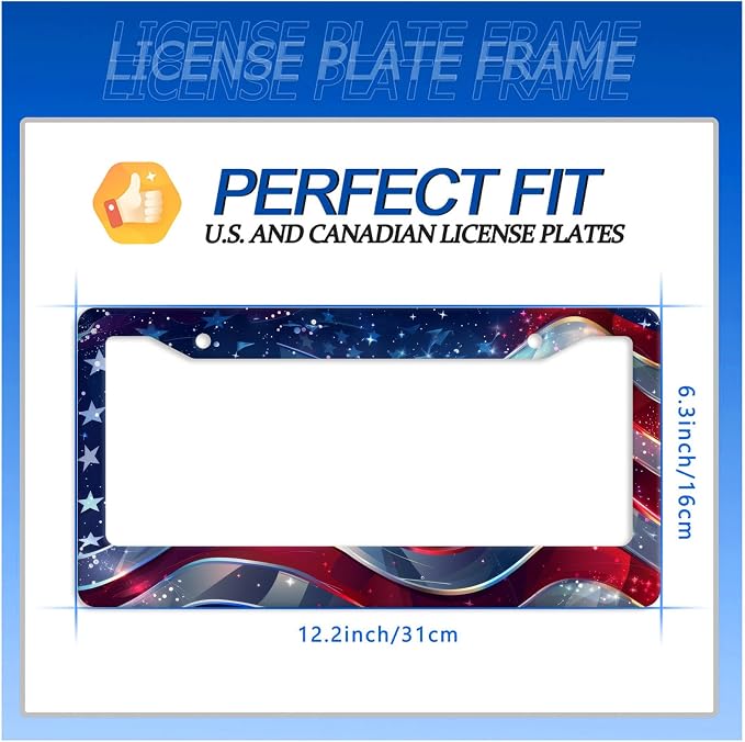 Patriotic American Flag License Plate Frame USA Flag License Plate Stainless - Image 7