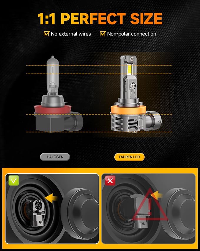 FAHREN H11/H9/H8 light Bulb,  % Super Bright Bulb 1:1 Mini - Image 3