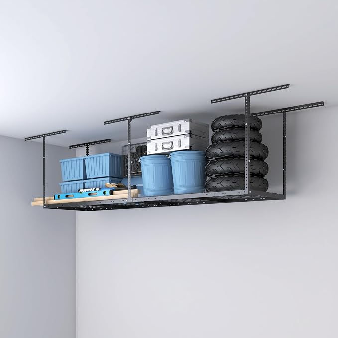 2ftx8ft Overhead Garage Storage Rack, Heavy-Duty Metal Garage Ceiling Storage by eShelf