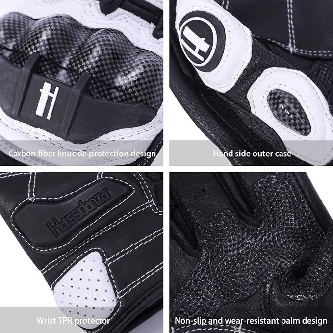 Harssidanzar Breathable Leather Motorcycle Gloves Touchscreen - Image 3